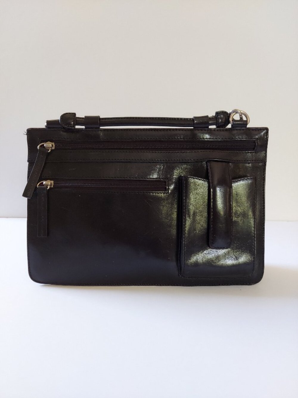 HOBO International Vintage Glazed Black Leather Convertible Crossbody Bag